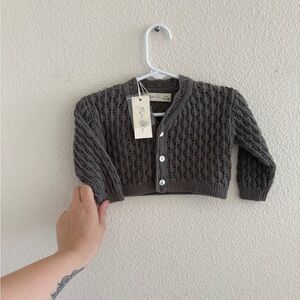 Rylee + Cru dark green Knit Baby Cardigan